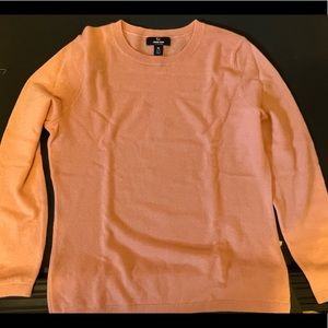 Land's End peachy pink cashmere, crewneck pullover sweater size M